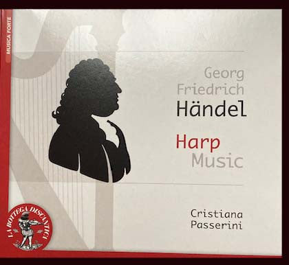 CD cover: Silhouette of Handel with harp, text "Harp Music".