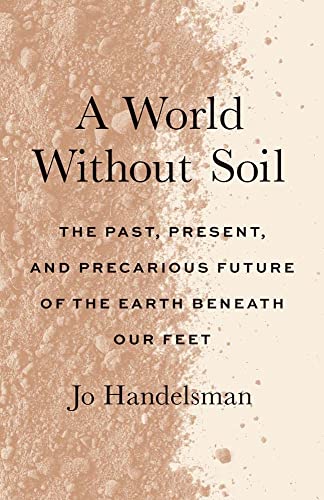 Book cover: "A World Without Soil" with textured brown background.