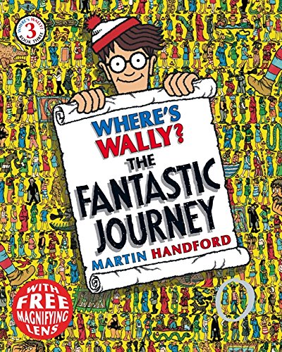 "Book cover featuring Wally holding a sign with title, surrounded by a vibrant, crowded scene."