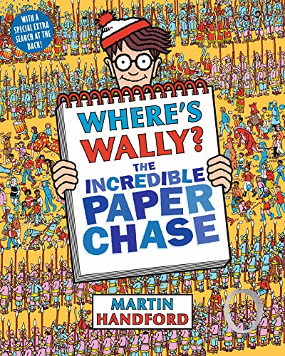 Where's Wally?" book cover with Wally holding a large sign in a crowd.