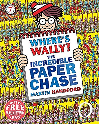 Where's Wally?" book cover with Wally holding a large illustrated sign.