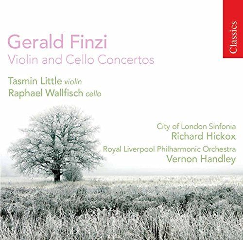 CD cover for Gerald Finzi’s Violin and Cello Concertos with winter tree image.