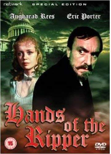 DVD cover for "Hands of the Ripper" featuring two actors and a church.