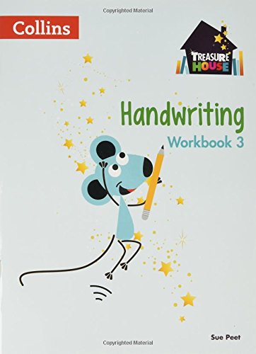 Collins Handwriting Workbook 3 cover with cartoon mouse and pencil.
