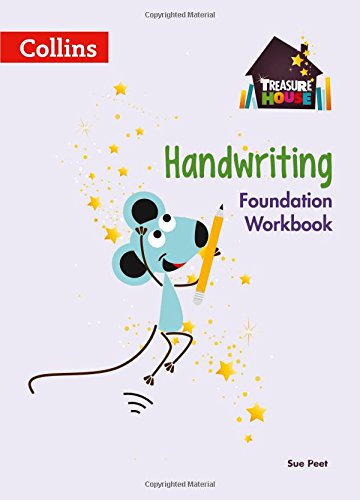 Handwriting workbook cover with a cartoon mouse holding a pencil.