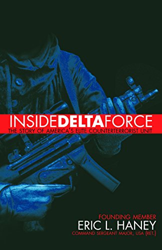 Book cover: soldier with rifle, title "Inside Delta Force" in red text.