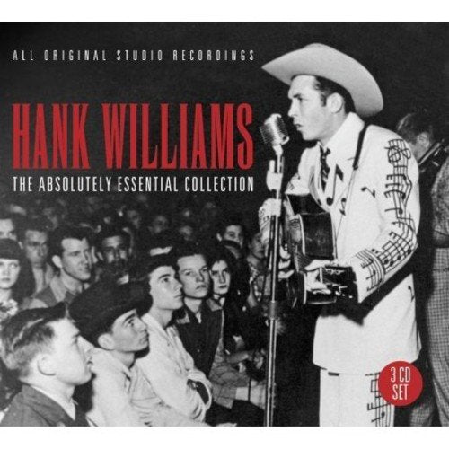 Hank Williams CD cover featuring a black-and-white photo of him performing to a crowd.