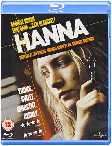 Blu-ray cover for the movie Hanna featuring a young woman holding a handgun.
