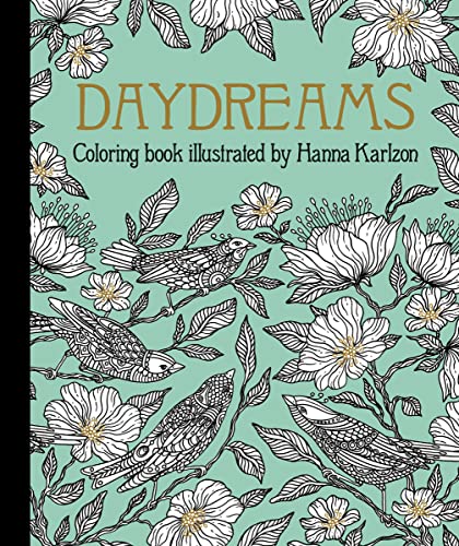 Book cover with mint green background, floral patterns, and birds in line art.