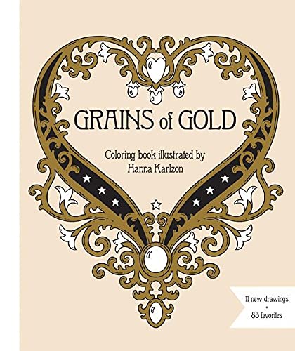 Coloring book with gold accents, featuring illustrations of grains, likely with a decorative cover.