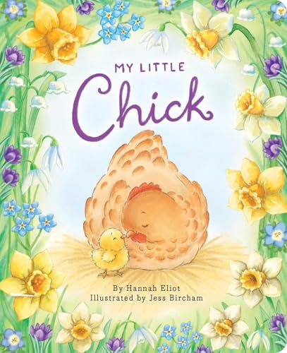 Book cover: a mother hen with a small chick, surrounded by flowers.