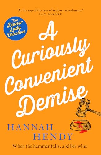 Book cover: orange background, white title, and a gavel with red paint.