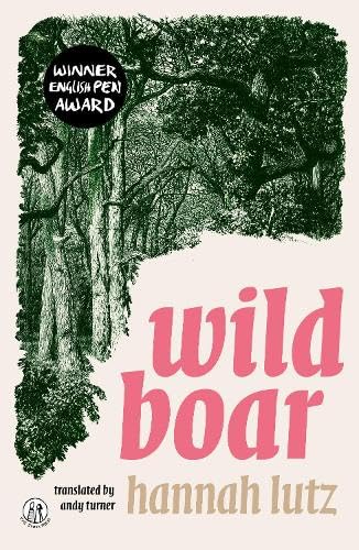 Book cover for Wild Boar by Hannah Lutz featuring green forest illustration on cream.