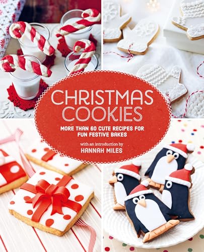 Christmas cookie recipe book cover with festive decorated cookies.