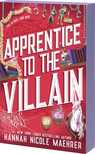 Book cover: “Apprentice to the Villain” with fantasy objects and text.