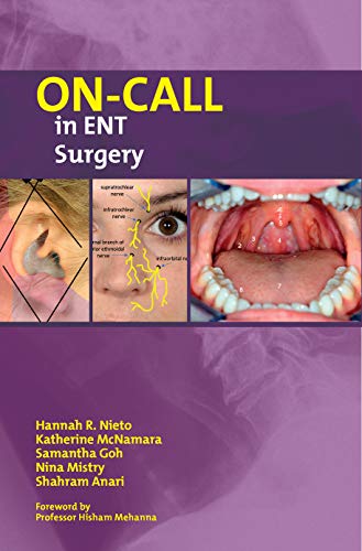 Book cover: “On-Call in ENT Surgery” with images of ear, nose, and throat.