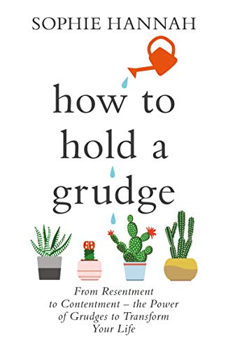 Book cover with text, watering can, and potted plants illustration.