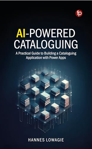 Book cover: “AI-Powered Cataloguing” with stacked cube graphic.