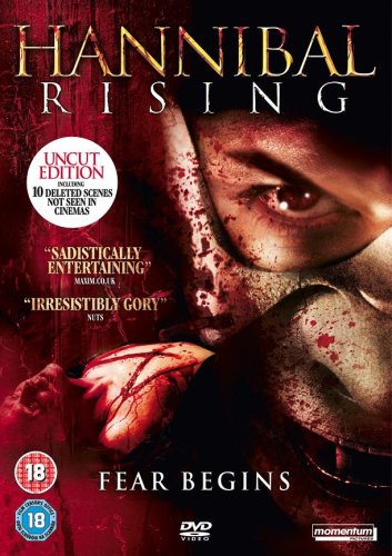 Hannibal Rising DVD cover featuring a close-up of a scarred face with blood.