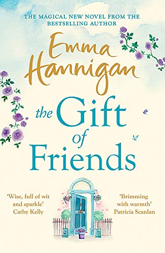Book cover with floral design, blue door illustration, and handwritten title.