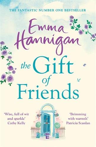 Book cover for The Gift of Friends by Emma Hannigan featuring purple floral illustrations.