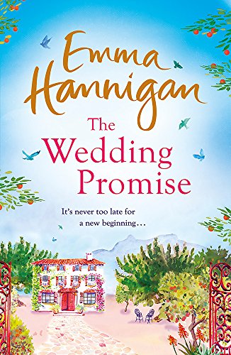 Book cover with illustrated Spanish villa, title “The Wedding Promise”, and author name.