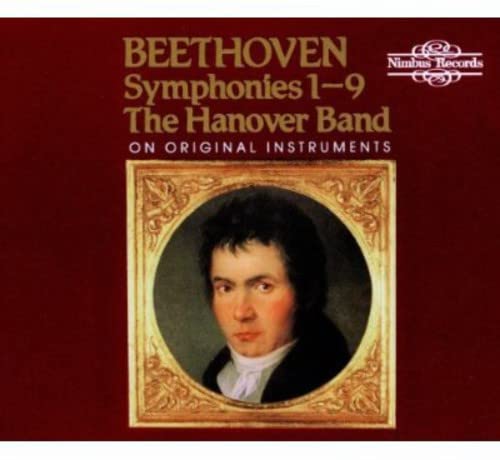 CD cover for Beethoven symphonies by The Hanover Band, featuring a portrait.