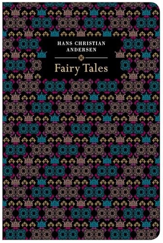 Book cover with a black background and repeating colorful crown and geometric patterns.