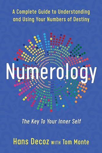 Book cover for "Numerology" with colorful spiral design and white text.