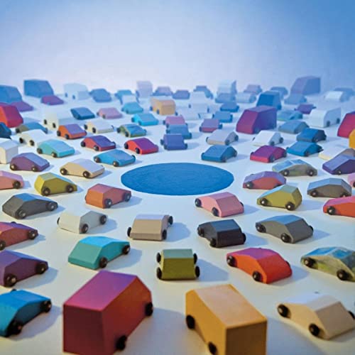 CD cover with a colorful, abstract arrangement of toy cars.
