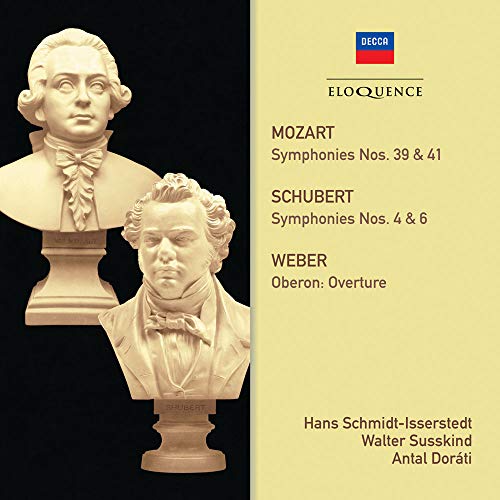 CD cover with Mozart and Schubert busts and classical music details.