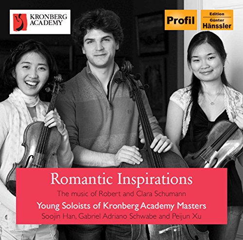 CD cover featuring three young musicians with cellos, titled "Romantic Inspirations.