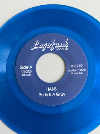 Blue vinyl record label with "Legofunk records" and song title details.