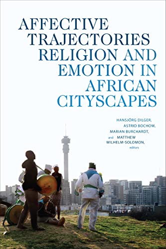Book cover with city skyline and people in colorful religious procession.