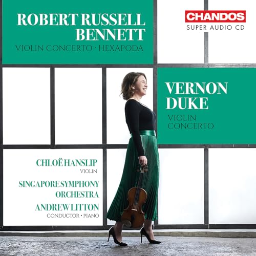 CD cover featuring violinist Chloë Hanslip in a green dress.