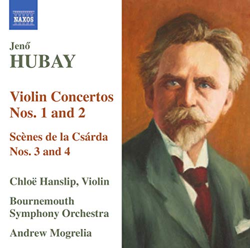 CD cover featuring a portrait of composer Jenő Hubay and text details.