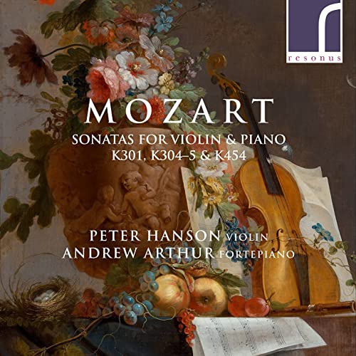 CD cover for Mozart violin and piano sonatas, floral still life.