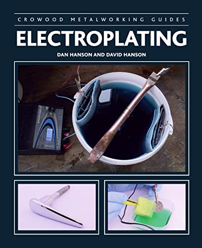 Book cover for “Electroplating” showing equipment and plated metal examples.
