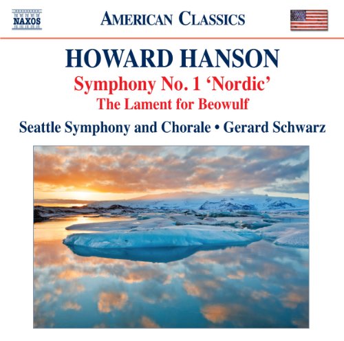 CD cover for Hanson’s Symphony No. 1 ‘Nordic’ with an icy landscape.