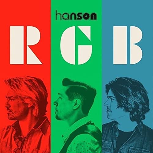 Hanson album cover: red, green, and blue vertical stripes with band portraits.
