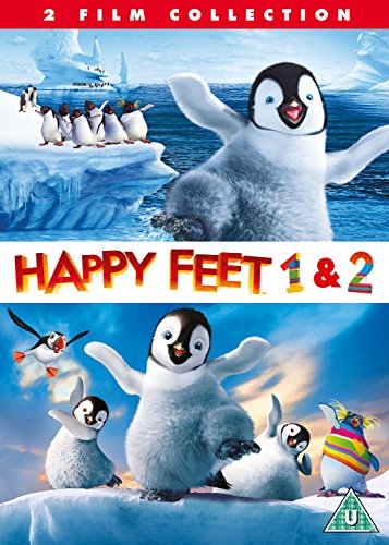 DVD cover for “Happy Feet” and “Happy Feet 2” featuring penguins.