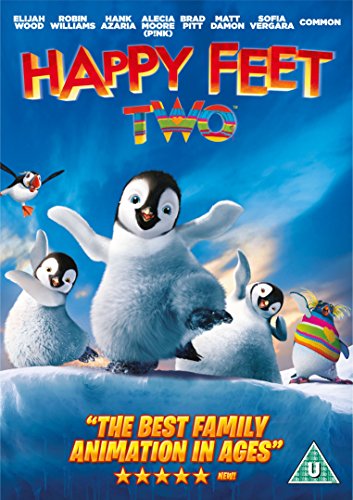 DVD cover with penguins on ice and blue background with cloudy sky.