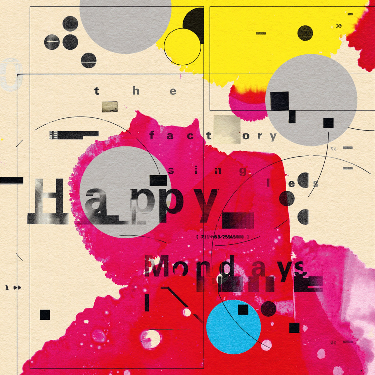 CD cover for Happy Mondays’ “The Factory Singles” with abstract art.
