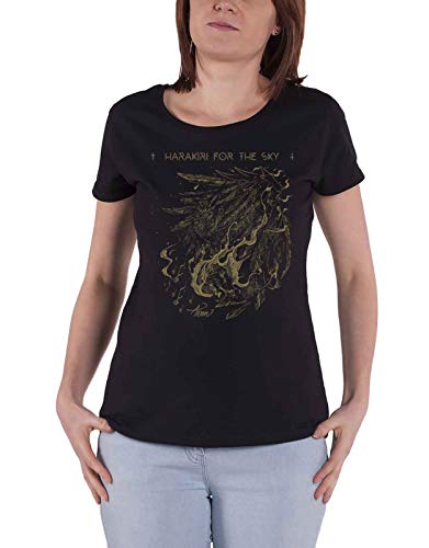 Black women's t-shirt with gold Harakiri for the Sky Arson graphic print.