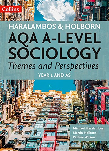 Textbook cover for AQA A-Level Sociology, featuring a cityscape.