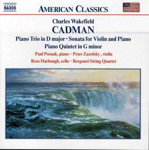 CD cover for Cadmanpiano Trio with a painting of a waterfall.