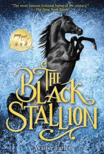 Book cover of "The Black Stallion" featuring a rearing black horse.