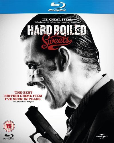 Blu-ray cover for “Hard Boiled Sweets” featuring a man with a gun.