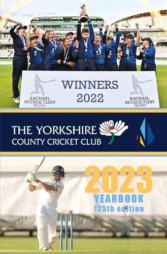 Yorkshire County Cricket Club 2023 yearbook cover with cricket players and trophy.
