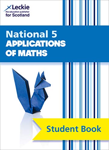 Blue textbook cover for National 5 Applications of Maths with origami fox.